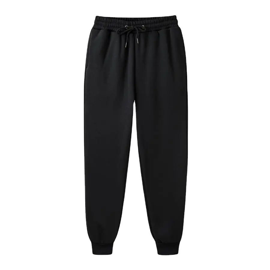 Pantaloni da uomo pantaloni da uomo di marca pantaloni in pile tinta unita caldi polsini filettati di alta qualità Casual per le donne e gli uomini