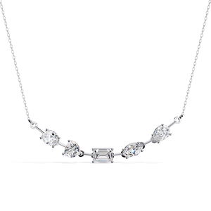 Collier pendentif en argent 925 plaqué or rose, moissanite taille émeraude, chaîne à maillons géométriques, ras-de-cou minimaliste, usage quotidien, unisexe, GRA - Product Image 1