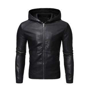 Sweat à capuche en cuir véritable pour homme, coupe ajustée, imperméable, respirant, séchage rapide, fermeture éclair, streetwear haut de gamme, sweats à capuche pour homme - Product Image 1