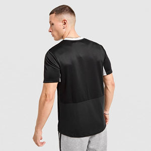 Camiseta Negra Personalizada para Hombre, Cuello Redondo, Manga Corta, Hombros en Contraste, Deportiva, Absorbe la Humedad, Ropa Deportiva Urbana - Product Image 3