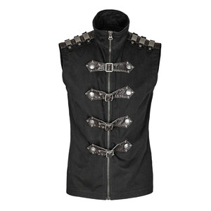 Stand-Up Collar Vest <b>Gothic</b> Steampunk Industrial Warrior Sleeveless Buckles Waistcoat 2026 - Product Image 2