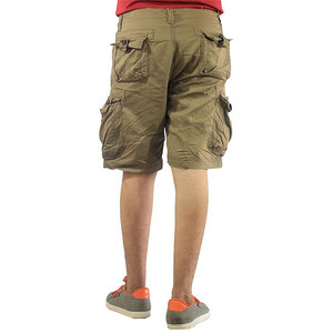 Shorts cargo pour homme, couleur unie, en toile, longueur bermuda, style décontracté avec poches, taille mi-haute, fermeture boutonnée, tissu respirant - Product Image 2