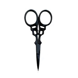 Fancy Professional Beauty Scissors Eyebrow Styling Sharp Straight Blades <b>Plastic</b> Handles Stainless Steel Cutting Tool OEM - Product Image 1
