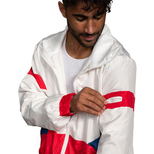 Veste coupe-vent légère pour homme à col montant zippé, en toile, avec logo personnalisé, style rétro années 80-90, respirante, color block - Product Image 3