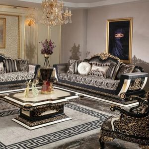 Hot Sale Luxury Hotel European Eco-Friendly <b>Sofa</b> Set Classic <b>Gold</b> Carved Upholstered for Living Room & Hotel Lobby - Product Image 1