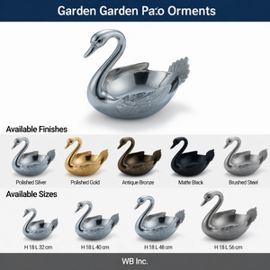 Ornement de jardin en aluminium moulé en forme de cygne WB Inc, plaqué nickel argenté, résistant aux intempéries, décoration de bassin autoportante pour extérieur, vente en gros - Product Image 3