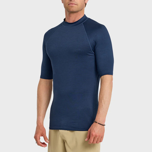 T-shirt de sport athlétique à manches trois quarts bleu marine pour homme, 100 % polyester, séchage rapide, pour la course et le fitness - Product Image 5