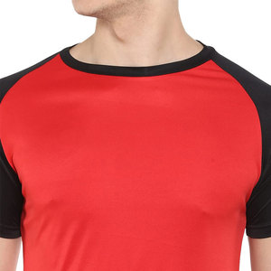Econex Sports Men's Red Black Color Blocking Casual T-Shirt Shorts <b>Set</b> Quick Dry Knitted 320g Polyester Summer Wear - Product Image 6
