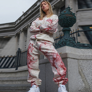 Plus Size Women Stone Wash Tracksuits <b>Drop</b> Shoulder Tie Dye Washed Hoodie Oversized <b>Acid</b> Wash Sweatpants Jogger Set - Product Image 2