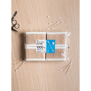 1000 bastoncini di cotone in legno con bastoncini di cotone Premium in fibra naturale per un'efficace rimozione e pulizia del trucco - Product Image 1