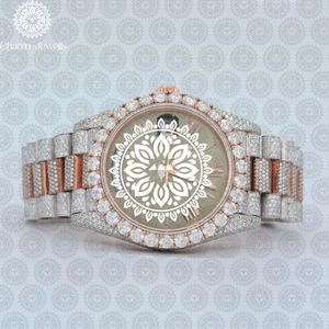 Montre de luxe Charm Jewells en acier inoxydable, boîtier de 40 mm, accents de diamants, mouvement mécanique analogique, mode masculine, hip hop, bracelet de 20 mm - Product Image 1