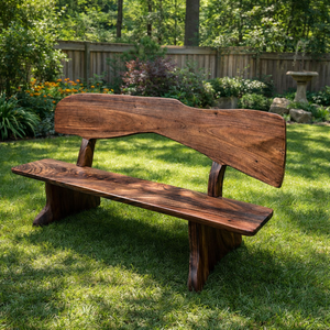 Luxali Modern Eco-Friendly Durable Handcrafted Solid Walnut Outdoor <b>Bench</b> for Home & Garden - Product Image 2