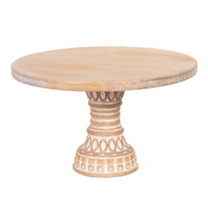 Bandeja de Pedestal de Madera Artesanal con Acabado Blanqueado, Soporte Redondo Decorativo para Pasteles, para Decoración de Cocina Rústica, Precio Más Bajo - Product Image 4