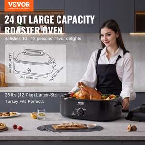Four à rôtir électrique 1450W Couvercle auto-badigeonner Capacité 24QT Température réglable Dégivrage Fonction chaude Noir 28LBS Cuisinières Sous Vide - Product Image 2
