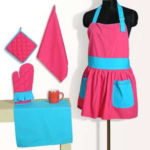 Ensemble de gants de cuisine et de protège-plat en coton, résistants à la chaleur, avec logo personnalisé, pour barbecue et four, pour chef cuisinier - Product Image 2