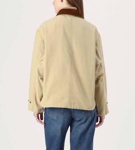 Hot Sale 100% Twill Cotton Quilted Lining Heavy Duty <b>Canvas</b> <b>Work</b> <b>Jacket</b> with Embroidery Decoration Casual <b>Jacket</b> For women - Product Image 3