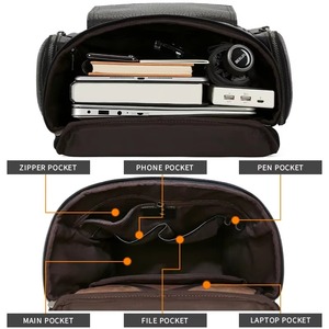 Urban Vintage Leather <b>Backpack</b> <b>Waterproof</b> Anti-Theft Laptop Rucksack Genuine Leather Business Pack LBP-0412 - Product Image 2
