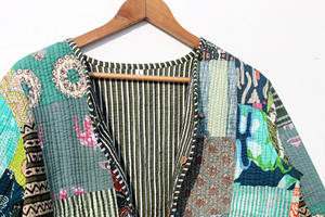 Fabricante y mayorista de chaquetas acolchadas, chaqueta reversible de algodón, abrigo reversible de patchwork, abrigo de exterior, regalo para ella. - Product Image 5