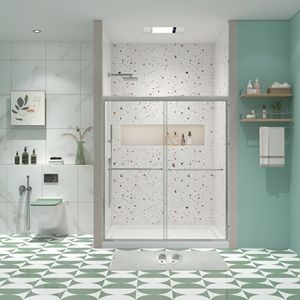 1/4 \ "porta doccia con Bypass in vetro temperato con porta scorrevole in finitura cromata - Product Image 1