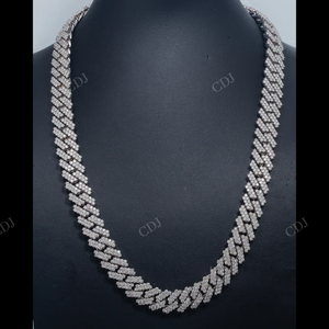 Cadena de eslabones cubanos Miami de 14 mm y 22 pulgadas, completamente engastada, chapada en oro, con moissanita VVS D, estilo hip-hop, de plata de ley 925, para hombre - Product Image 3