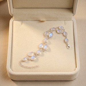 Natural Rainbow Moonstone <b>Bracelet</b> 925 Sterling Silver Adjustable Link <b>Bracelet</b> Gemstone Jewelry Minimalist Elegant Gift For Her - Product Image 6