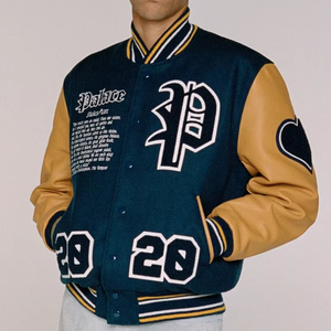 OEM Wholesale Customized Unisex High Quality Wool Stand Collar Front Embroidery <b>Patch</b> Letterman Varsity <b>Jacket</b> - Product Image 2