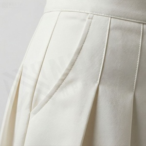 Women Pleated <b>Mini</b> Skirt Solid Color Satin Regular Waistline All Seasons Wear - Product Image 5