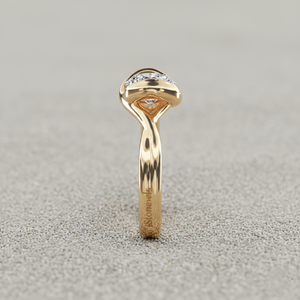 Anillo de compromiso solitario Stonewels con bisel medio y nudo, chapado en oro |   para diamantes cultivados en laboratorio certificados |   Propuesta de Diseño Moderno y Lujoso - Product Image 3