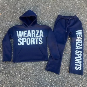 Conjunto de Sudadera con Capucha y Pantalones Deportivos de Algodón 100% Lavado para Hombre, Estilo Urbano, Corte Holgado, Estampado con Letras, 2 Piezas, Venta al Por Mayor OEM - Product Image 3