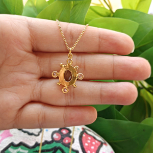 Minimalist jewelry necklace oval cut hydro quartz chalcedony gemstone pendant necklace 18k gold plated beaded designer necklace - Product Image 6