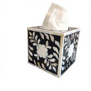 Caja de Papel Tisú con Incrustaciones de Hueso, Hecha a Mano, Estilo Floral Vintage Indio, Ecológica, Organizador Único, Directo de Fábrica - Product Image 1