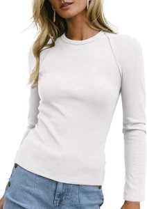 Camisetas de Manga Larga para Mujer, Color Sólido, Cuello Redondo, Tejido de Punto, Corte Ajustado, Casual, para Todas las Temporadas, Hechas a Medida, ODM - Product Image 2