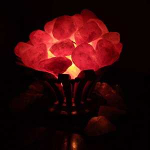 Lampe Bouquet en Sel Rose de l'Himalaya avec Panier en Bois, Double Lumière, Cordon avec Variateur d'intensité, Décoration Maison et Spa - Product Image 1