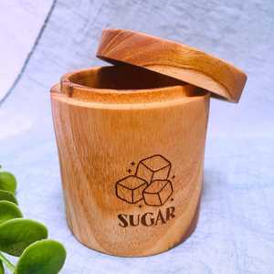 Tarros de almacenamiento de madera para café, té y azúcar, recipientes redondos herméticos, diseño minimalista, hechos a mano para uso doméstico. - Product Image 1