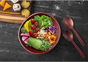 Ensemble de saladiers en bois d'acacia de haute qualité, design moderne, bols de service pour cuisine et salle à manger, faits à la main au Vietnam, personnalisables, pour fêtes et événements. - Product Image 4