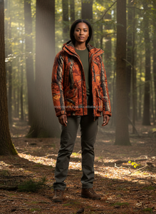 เสื้อแจ็คเก็ตพรางลายกันลมสำหรับล่าสัตว์ มีกระเป๋าขนาดใหญ่ ทนทาน ลายใบไม้สีส้ม เสื้อแจ็คเก็ตยุทธวิธีสำหรับกิจกรรมกลางแจ้งในสภาพอากาศหนาวเย็น - Product Image 4