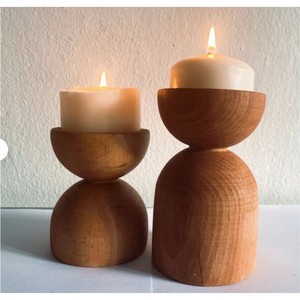 Soporte de Madera Geométrico Personalizado para Velas, Pedestal de Madera para Velas, Portavelas de Madera Hecho a Mano, Recipiente Moderno para Velas - Product Image 1