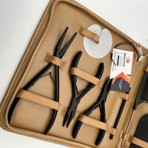 Black Matte Stainless Steel <b>Hair</b> <b>Extension</b> Tools Kit Brown Leather <b>Micro</b> <b>Beads</b> Pliers Heat Protector Sheet Velcro-All-in-One - Product Image 4