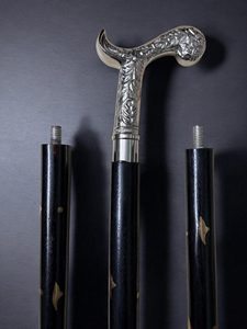 Handcrafted Wooden <b>Walking</b> Cane with Ornate Engraved Metal Handle Decorative Wood <b>Walking</b> <b>Stick</b> for <b>Men</b> and Women, Vintage Style - Product Image 5
