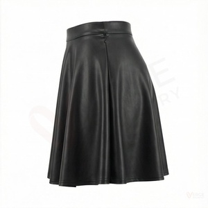 Women <b>Black</b> High Waist PU Leather Mini <b>Skirt</b> Shiny Solid A Line Short <b>Skirt</b> - Product Image 3