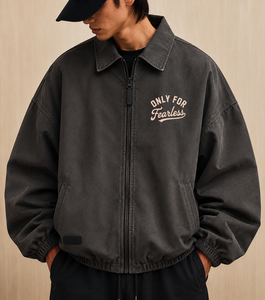 <b>Men's</b> Loose Streetwear Bomber <b>Jacket</b> Windproof 100% Cotton Hooded Regular Sleeve Spring Style Only for Fearless - Product Image 2