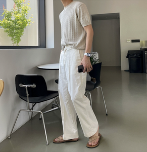 เสื้อยืดคอกลมแขนสั้นผู้ชาย สีกรมท่า ผ้าถัก ทรงปกติ ไม่ยับ โลโก้ด้านหน้า ผ้าฝ้าย 100% - Product Image 5