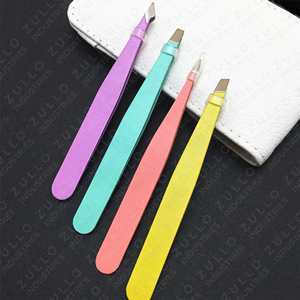 Custom Logo Stainless Steel Slant Tip Eyebrow Tweezers OEM Precision Grooming Beauty Dressing <b>Tool</b> Straight Tip Option - Product Image 5