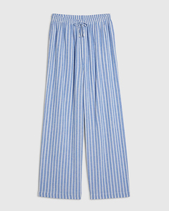 Ensemble de détente pour femme en tissu régulier 100 % coton à rayures, séchage rapide, vêtements d'été, chemise boutonnée et pantalon - Product Image 5