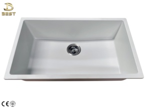 Évier de cuisine moderne à cuve unique en quartz fabriqué au Vietnam, 10 mm d'épaisseur, surface brossée, en quartz et résine, avec robinet monotrou - Product Image 4