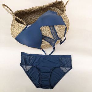 Conjunto de lencería sexy para mujer, sujetador íntimo, bragas tipo boyshort, copa completa con aros, ropa interior de poliamida, estilo francés, encaje floral en la cintura - Product Image 5