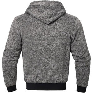 เสื้อฮู้ดดี้ผ้าฟลีซหนานุ่มสำหรับผู้ชาย ผ้าคอตตอนผสมโพลีเอสเตอร์ ซิปหน้า สีพื้น แห้งเร็ว พร้อมโฟม 3 มิติ - Product Image 4