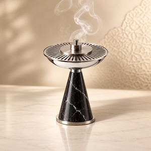 Quemador de Incienso de Piedra con Tapa de Metal Negro, Difusor de Aromaterapia para Decoración del Hogar, Uso en Primavera, Otoño y Todas las Estaciones - Product Image 3