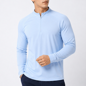 Camiseta Deportiva de Compresión de Manga Larga para Hombre, Corte Ajustado, con Cierre de 3/4, para Entrenamiento, Yoga, Personalizable - Product Image 1