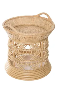 Modern Rattan Side <b>Table</b> With Basket Top New Design Woven Rattan <b>Stool</b> For Living Decoration Home Furniture - Product Image 3